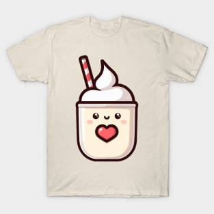 Kawaii Vanilla Ice Cream Holding a Red Heart | Cute Kawaii Food Art for Kawaii Lovers T-Shirt